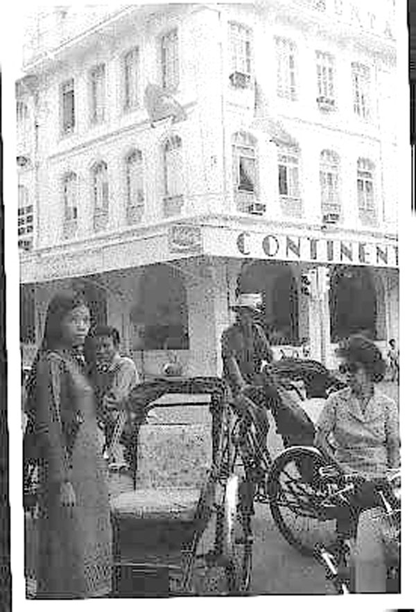 Cyclo in front of Continental Palace Hotel, Saigon