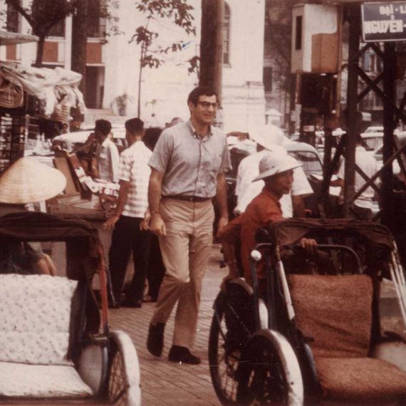 Halberstam walking in Saigon – 1962
